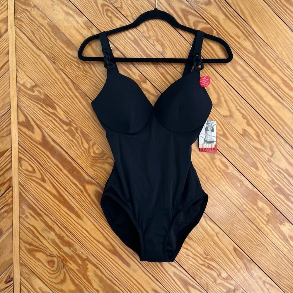 Spanx Bra-llelujah! One-Piece Underwire Swimsuit Black 6D/DD - Picture 2 of 10